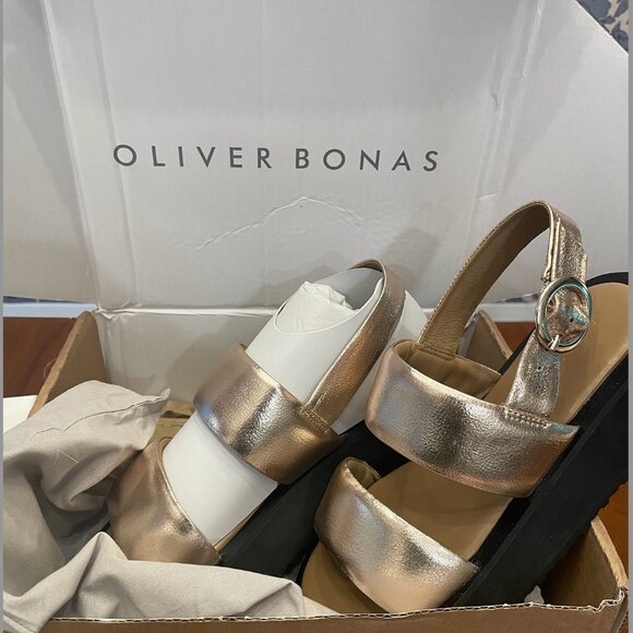 RARE OLIVER BONAS Leather Chunky Platform Sandals - Picture 6 of 9